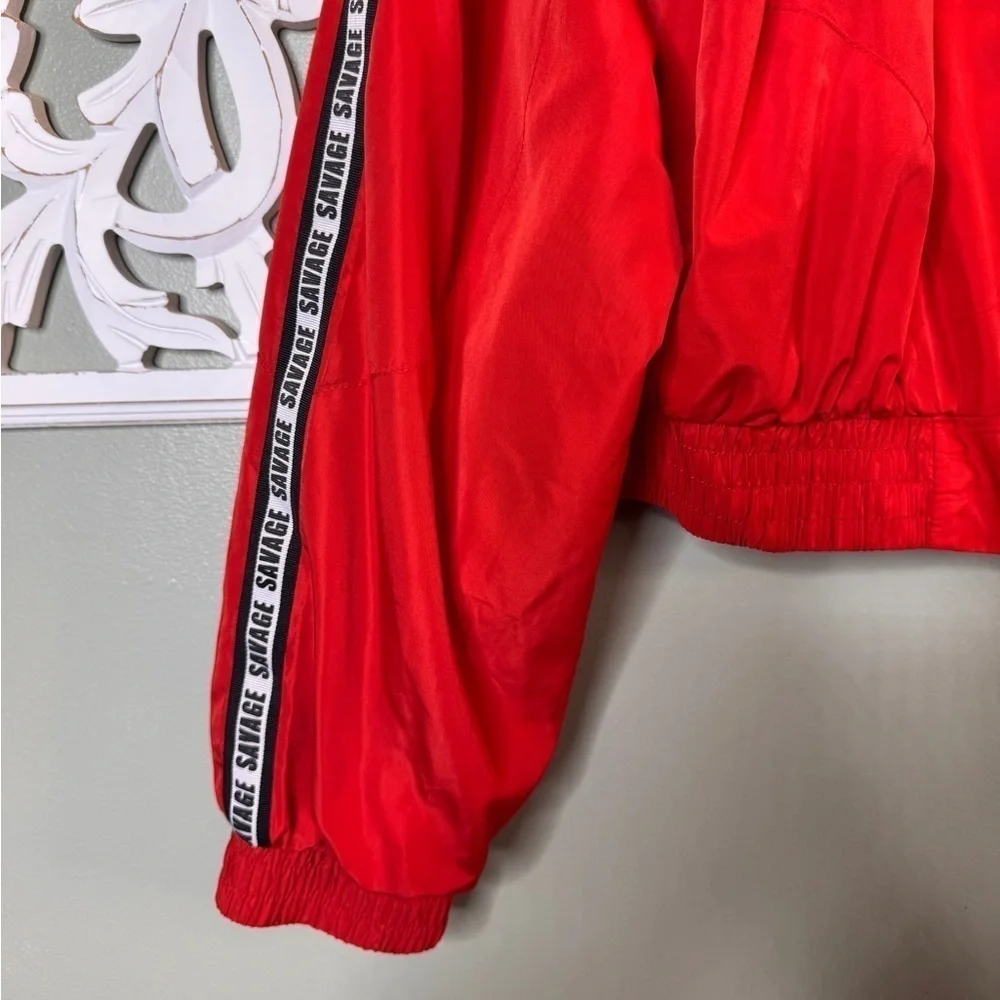 IRIS Los Angeles Savage Read Crop Zip Jacket Windbreaker Red Streetwear XL